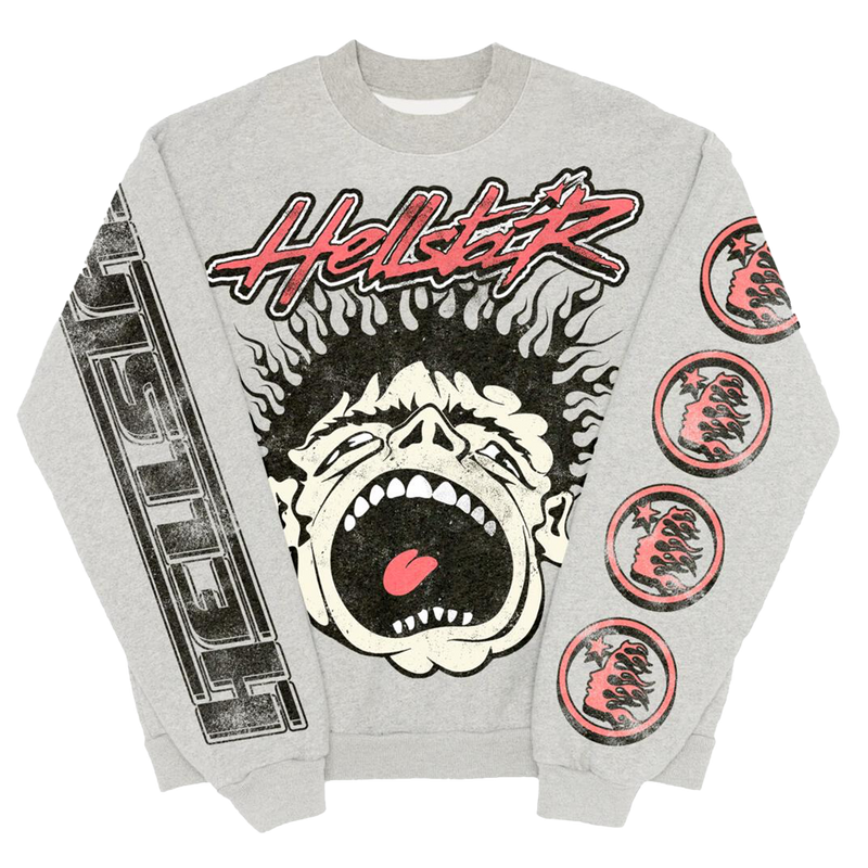 HELLSTAR Records Crewneck Heather Grey - True to Sole - 1