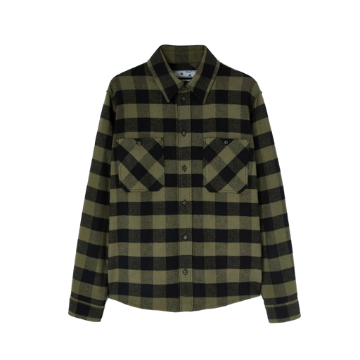 OFF-WHITE Outline Arrows Flannel Shirt Green - True to Sole - 1