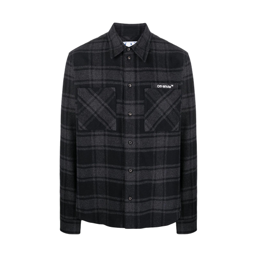 OFF-WHITE Outline Arrows Flannel Shirt Grey - True to Sole - 1