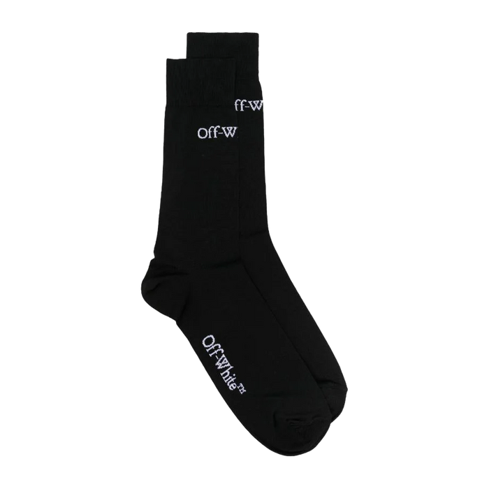 Off-White Logo-Jacquard Cotton Socks Black/White - True to Sole - 1