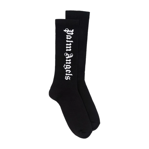 Palm Angels Intarsia Logo Socks Black - True to Sole - 1