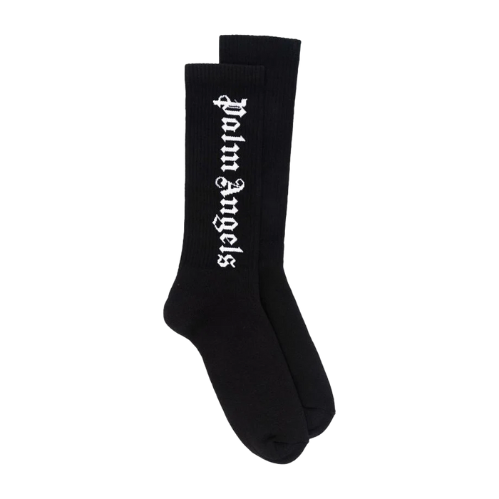 Palm Angels Intarsia Logo Socks Black - True to Sole - 1