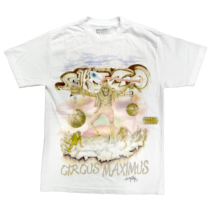 Travis Scott Utopia Tour Skitzo Circus Maximus Tee White - True to Sole - 1