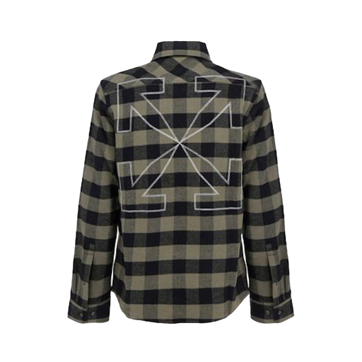 OFF-WHITE Outline Arrows Flannel Shirt Green - True to Sole - 2