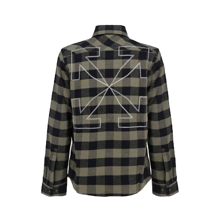 OFF-WHITE Outline Arrows Flannel Shirt Green - True to Sole - 2